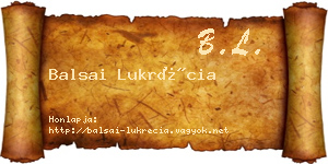 Balsai Lukrécia névjegykártya